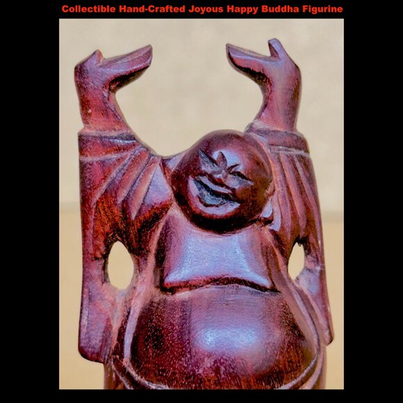 Joyous Vintage Solid Wood Hand Carved Fat & Happy Hotei Buddha - Picture 8 of 9